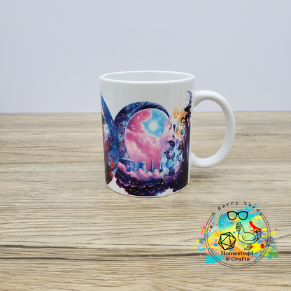 Mystical Witch, Moon and Cat, Your Choice in Mug Color and Size