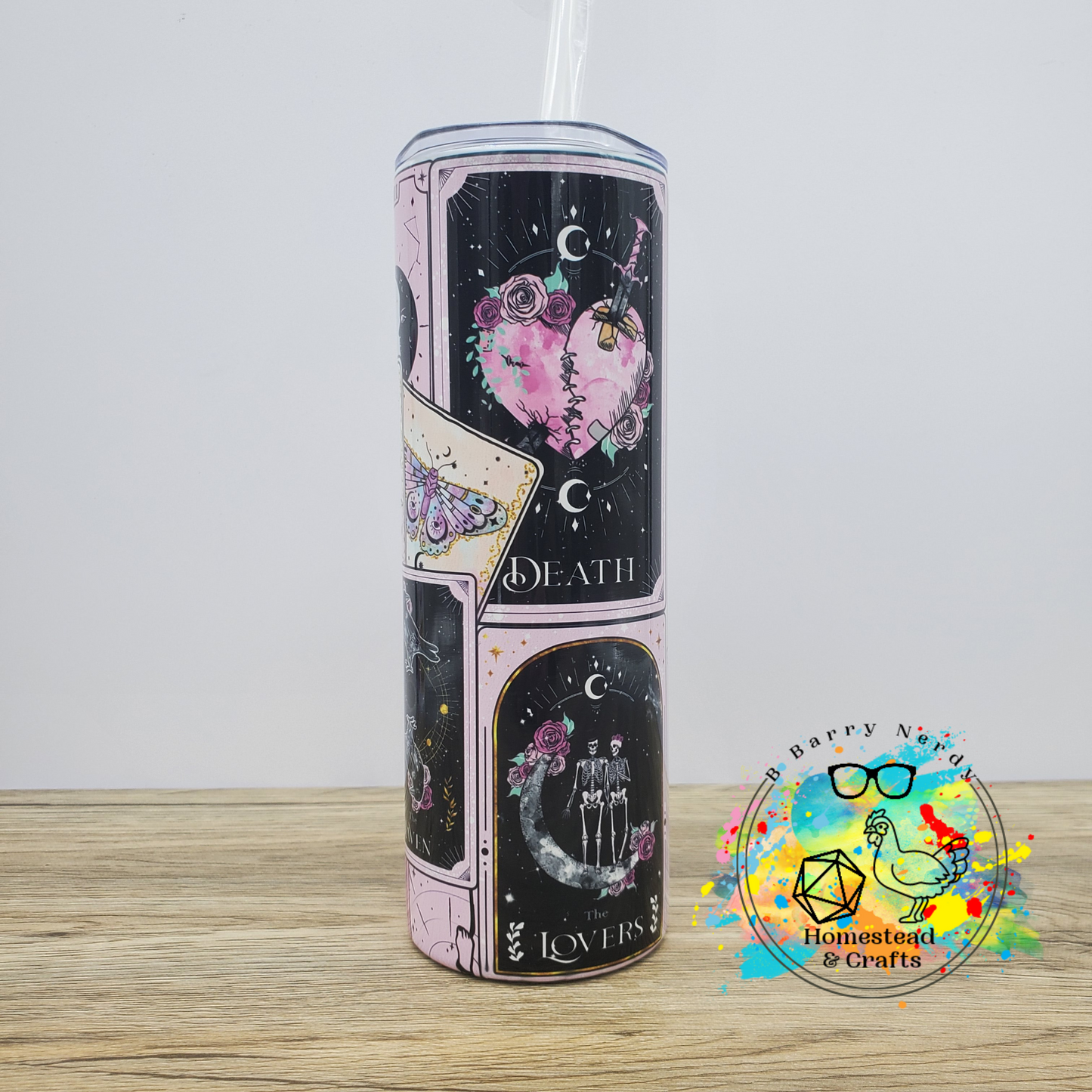 Pink and Purple Tarot, 20 oz Sublimated Steel Tumbler