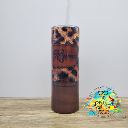 Mama Animal Print Patch, 20oz Sublimated Steel Tumbler