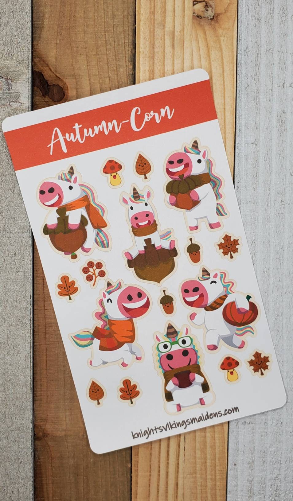 Fall Unicorn Sticker Sheet, Pumpkins, Acorns, Scarves, Bullet Journal, Planning Stickers, Fall, Thanksgiving