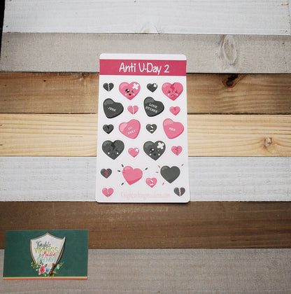 Anti Valentine's Day Stickers, Hearts, Broken Hearts, Break Up, Bullet Journal, Planning Stickers, Valentine's, Kiss Cut Stickers