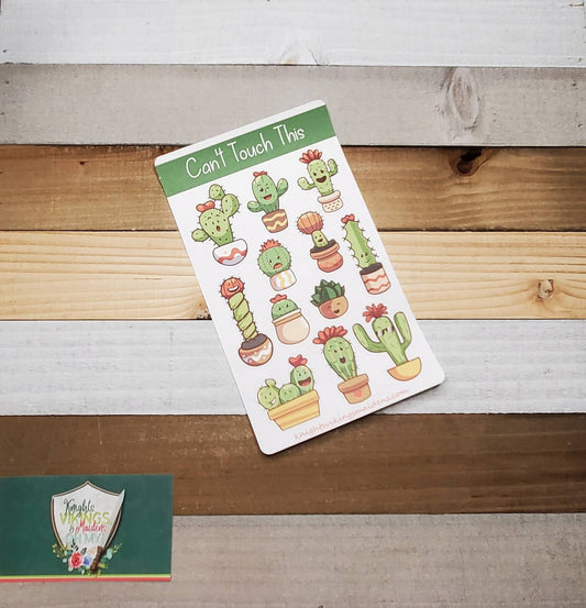 Can't Touch This, Cactus Sticker Sheet, Succulents, House Plants, Bullet Journal, Planning Stickers, Spring, Kiss Cut Stickers