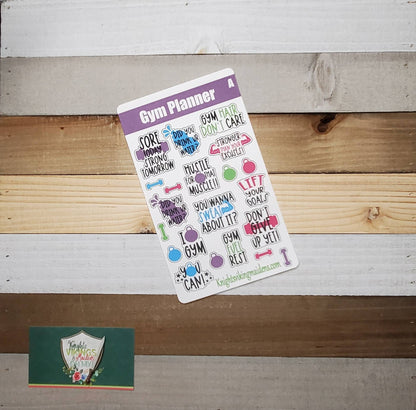 Gym Going Sticker Sheet, Leg Day, Cardio, Accountability, Kettle Bell, Gym Sayings, Bullet Journal, Planning Stickers