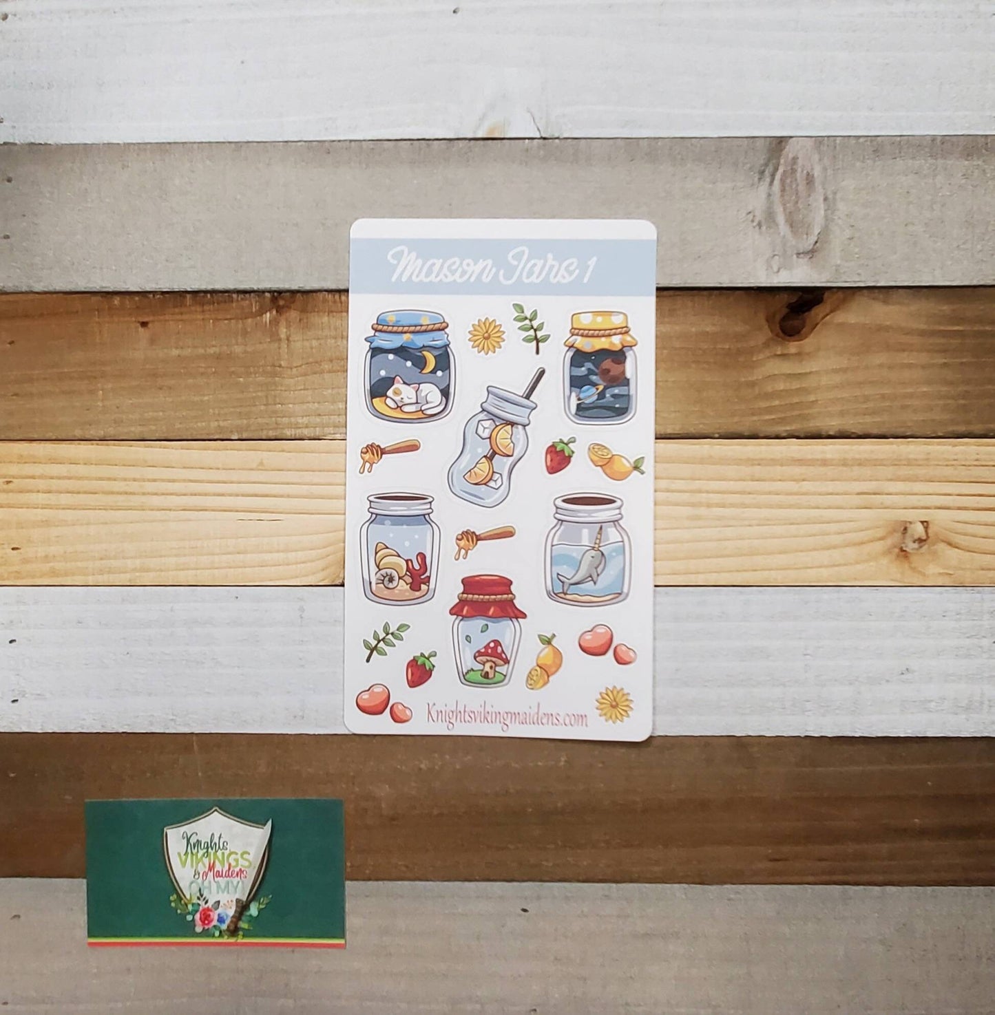Mini Mason Jar Sticker Sheet, Mini Environments, Narwhal, Mushroom, Planet Earth, Bullet Journal, Planning Stickers