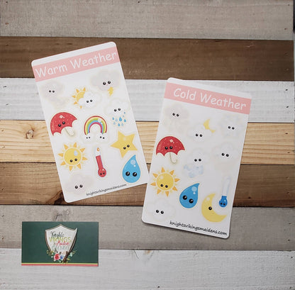 Kawaii Weather Stickers, Cold weather, Warm Weather, Bullet Journal, Planning Stickers, Meterology, Rain, Rainbow, Snow