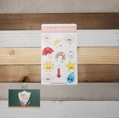 Kawaii Weather Stickers, Cold weather, Warm Weather, Bullet Journal, Planning Stickers, Meterology, Rain, Rainbow, Snow