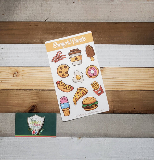 Comfort Foods Sticker Sheet, Hot Dog, Hamburger, Donut Bullet Journal, Planning Stickers, Fast Food, Binge Foods, Tween Stickers