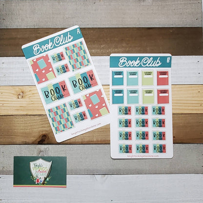 Book Club Sticker Sheet, Books, Reading,  Library, Social Calendar Planning, Bullet Journal, Planning Stickers, Bibliophile