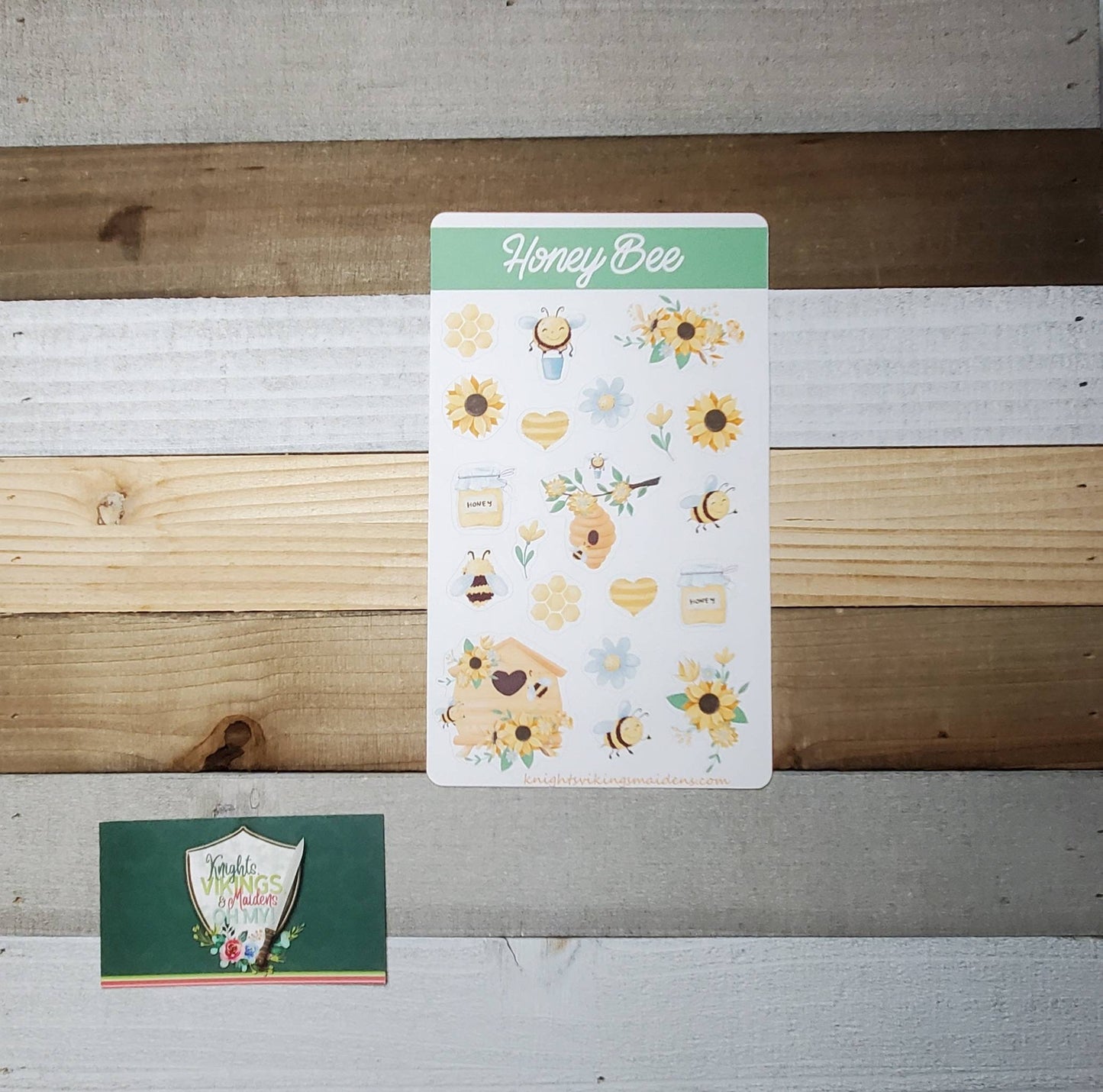 Honey Bee Sticker Sheet, Bees, Honey, Honeycomb, Sun Flowers, Bullet Journal, Planning Stickers, Spring, Kiss Cut Stickers