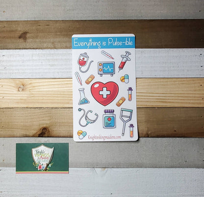 Everything is Pulsible, Nurse Sticker Sheet, Stethoscope, Heart Beat, Bullet Journal, Planning Stickers, Kiss Cut Stickers, Nurse, Doctor