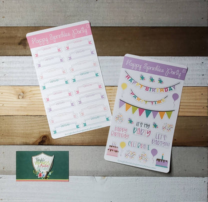 Sprinkles Party Sticker Sheet, Birthday, Party Dates,  Social Calendar Planning, Bullet Journal, Planning Stickers, Event Planning