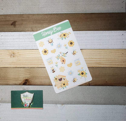 Honey Bee Sticker Sheet, Bees, Honey, Honeycomb, Sun Flowers, Bullet Journal, Planning Stickers, Spring, Kiss Cut Stickers