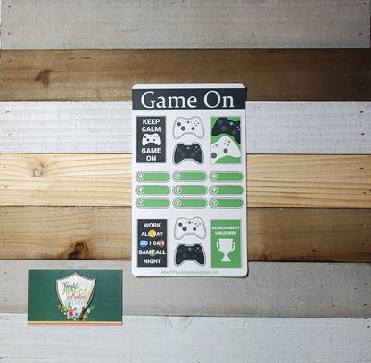 Game On Planning Sticker Sheet, Gaming, Gamer, Social Calendar Planning, Bullet Journal, Planning Stickers, Pro Gamer, Achivements