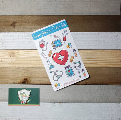 Everything is Pulsible, Nurse Sticker Sheet, Stethoscope, Heart Beat, Bullet Journal, Planning Stickers, Kiss Cut Stickers, Nurse, Doctor