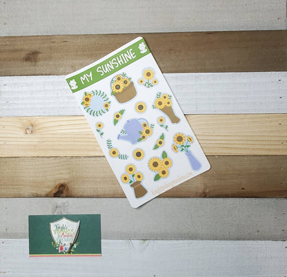 My Sunshine,, Sunflower Sticker Sheet, Kawaii Sunflowers, Sun, Gardening, Bullet Journal, Planning Stickers, Flower Stickers