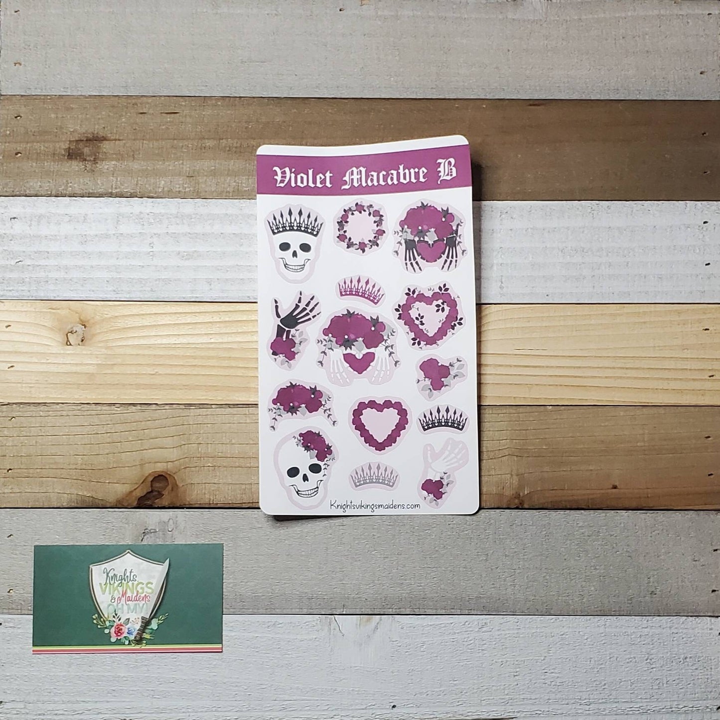 Violet Skulls Sticker Sheet, Day of the Dead, Crowns, Floral, Macabre, Bullet Journal, Planning Stickers, Teen, Tween Stickers
