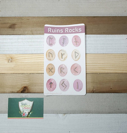 Viking Runes Sticker Sheet, Ruins, Tween, Teen, Bullet Journal, Historical, Norse, Elder Futhark, Rock or Pebble Stickers