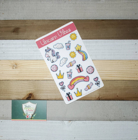 Unicorn Vibes, Unicorn Sticker Sheet, Donuts, Rainbow Unicorn, Crowns, Every Day, Bullet Journal, Planning Stickers, Kiss Cut Stickers