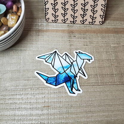 Origami Dragon Die Cut Sticker, Galaxy Print Sticker, Mystical, Bullet Journal, Planning Stickers, Laptop Sticker