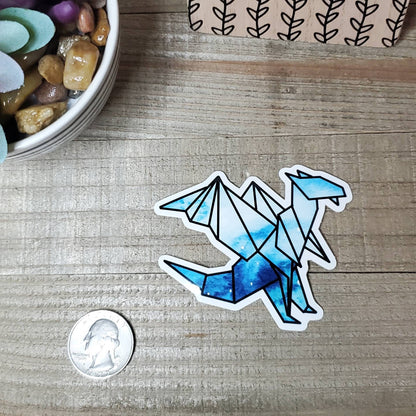 Origami Dragon Die Cut Sticker, Galaxy Print Sticker, Mystical, Bullet Journal, Planning Stickers, Laptop Sticker