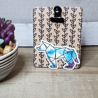 Origami Bear Die Cut Sticker, Galaxy Print Sticker, Mystical, Bullet Journal, Planning Stickers, Laptop Sticker