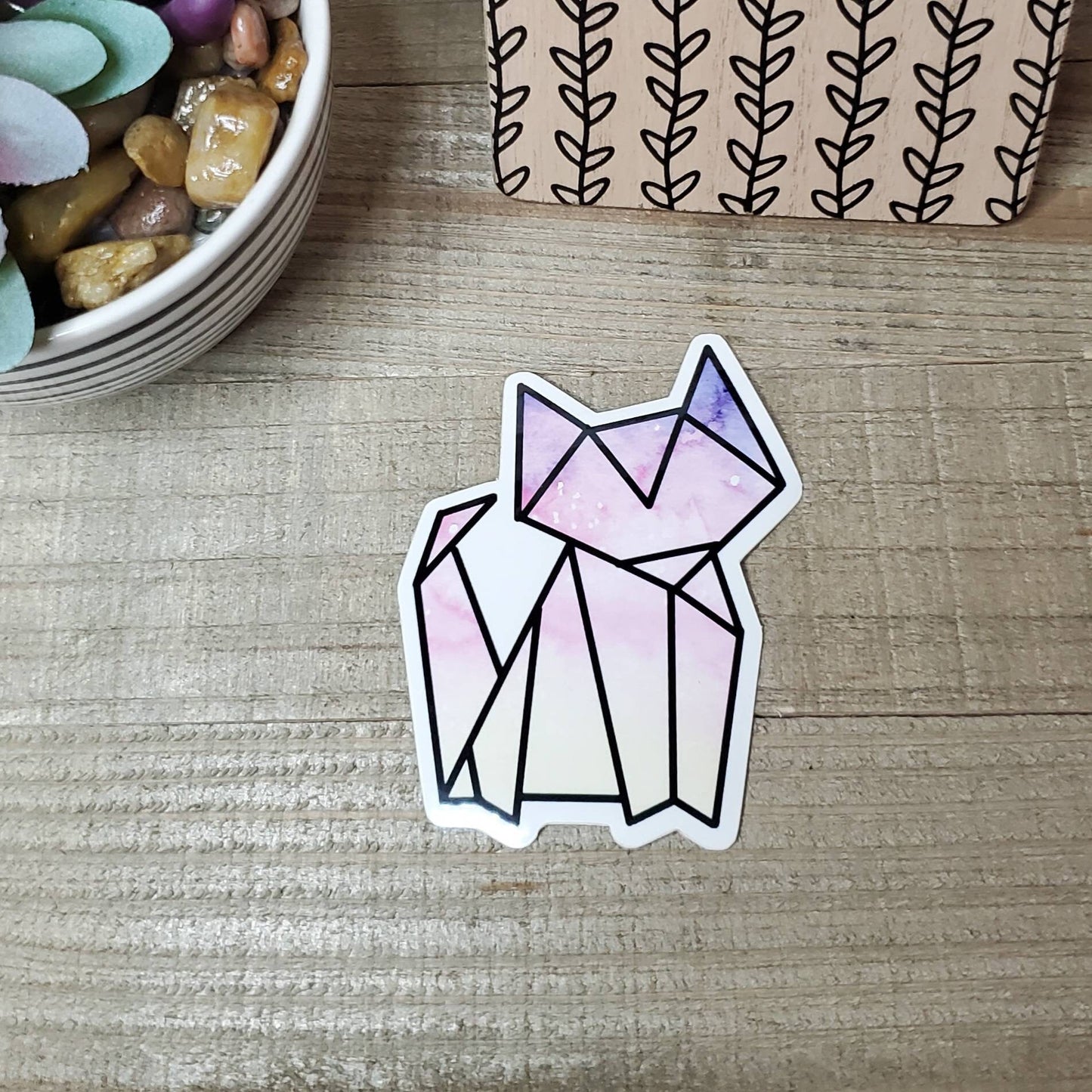 Origami Cat Die Cut Sticker, Galaxy Print Sticker, Cat Lovers, Bullet Journal, Planning Stickers, Laptop Sticker