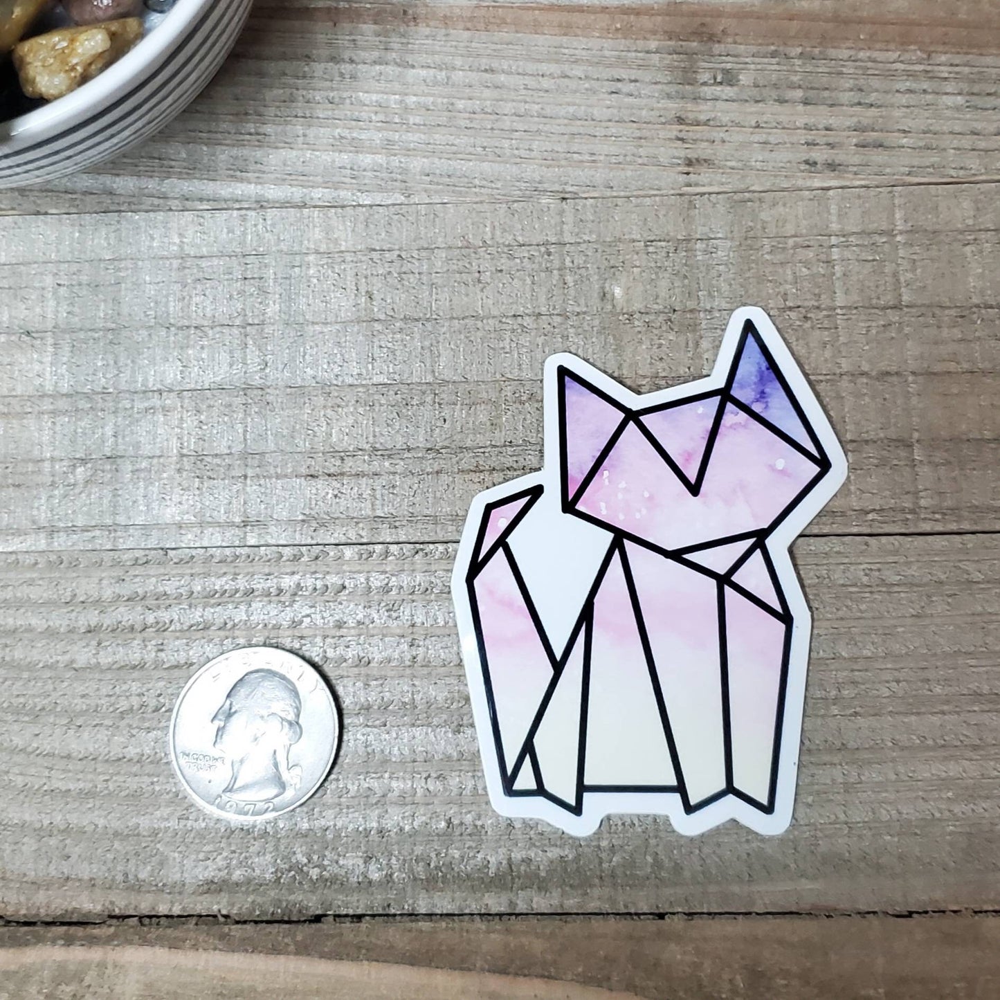 Origami Cat Die Cut Sticker, Galaxy Print Sticker, Cat Lovers, Bullet Journal, Planning Stickers, Laptop Sticker