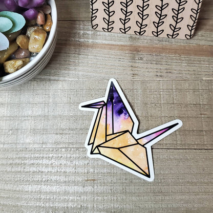 Origami Crane Die Cut Sticker, Galaxy Print Sticker, Mystical, Bullet Journal, Planning Stickers, Laptop Sticker