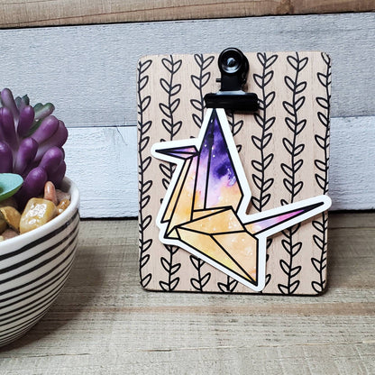 Origami Crane Die Cut Sticker, Galaxy Print Sticker, Mystical, Bullet Journal, Planning Stickers, Laptop Sticker