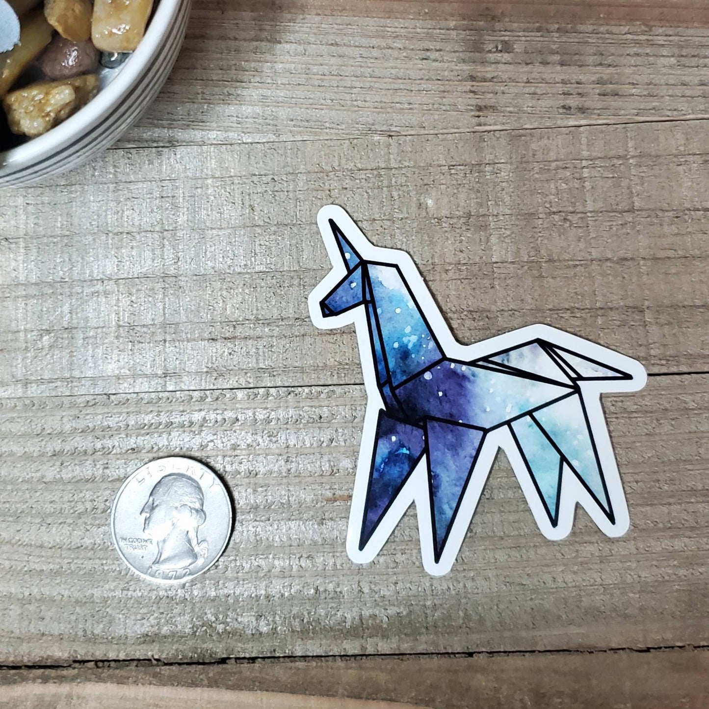 Origami Unicorn Die Cut Sticker, Galaxy Print Sticker, Mystical, Bullet Journal, Planning Stickers, Laptop Sticker
