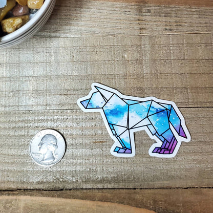 Origami Bear Die Cut Sticker, Galaxy Print Sticker, Mystical, Bullet Journal, Planning Stickers, Laptop Sticker