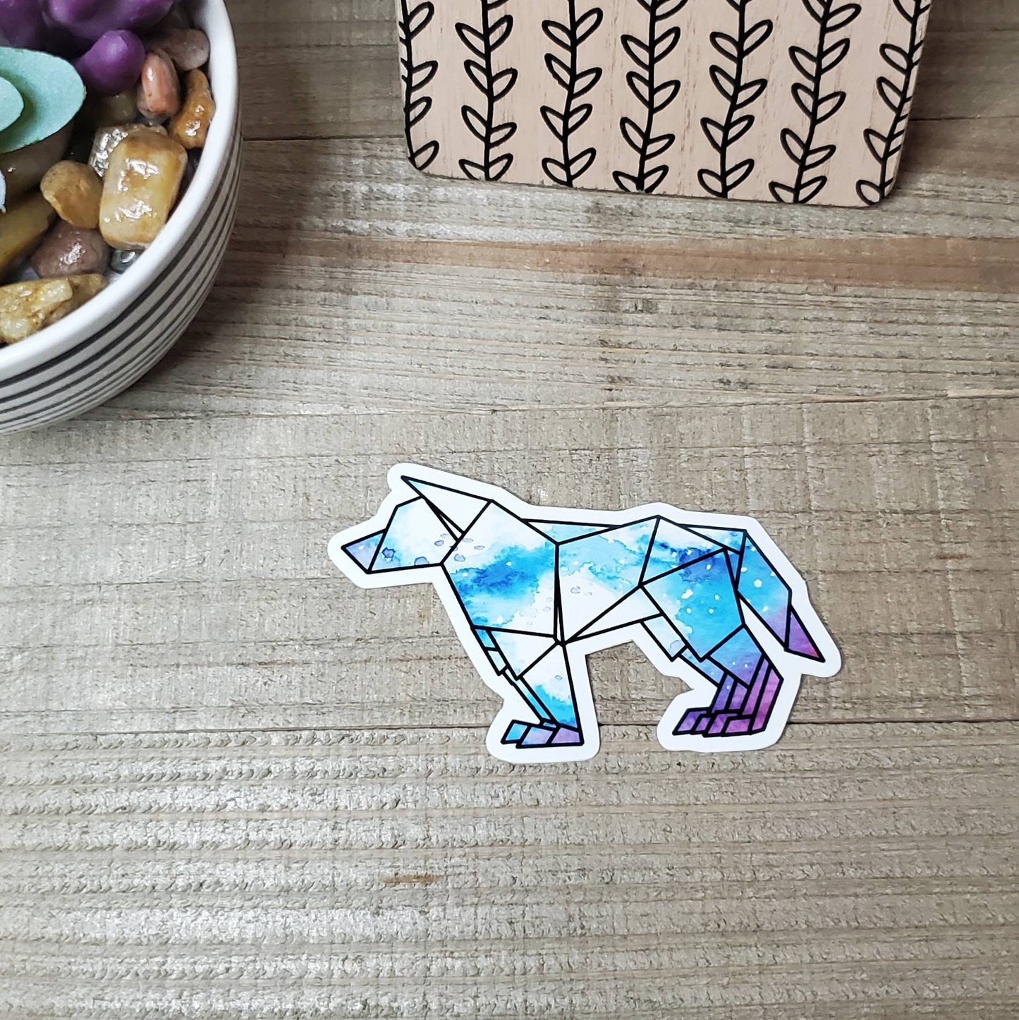 Origami Bear Die Cut Sticker, Galaxy Print Sticker, Mystical, Bullet Journal, Planning Stickers, Laptop Sticker
