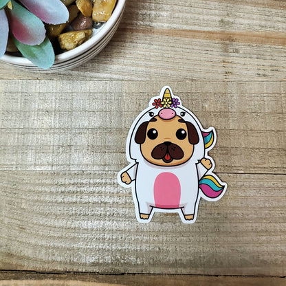 Unicorn Puppy Costume Die Cut Sticker, Tween Sticker, Jammies , Bullet Journal, Planning Stickers, Laptop Sticker