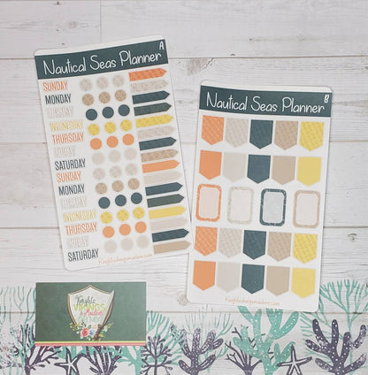 Nautical Seas Sticker Sheet, Beach, Seven Seas,  Yacht , Social Calendar Planning, Bullet Journal, Planning Stickers, Beach House