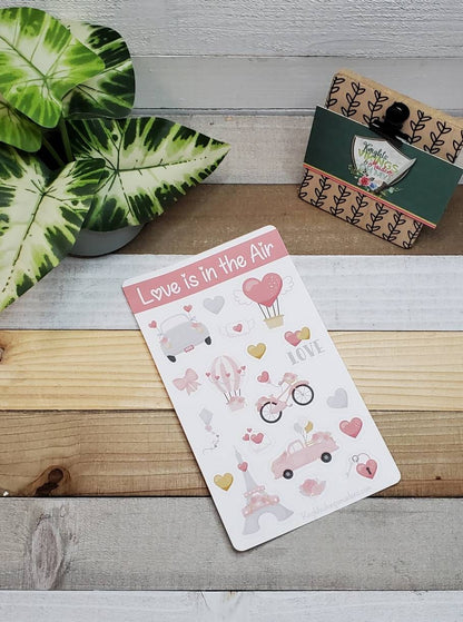 Love is in the Air, Valentine's Day Stickers, Hearts, Love Stickers, Bullet Journal, Planning Stickers, Kiss Cut Stickers, VDay, Paris