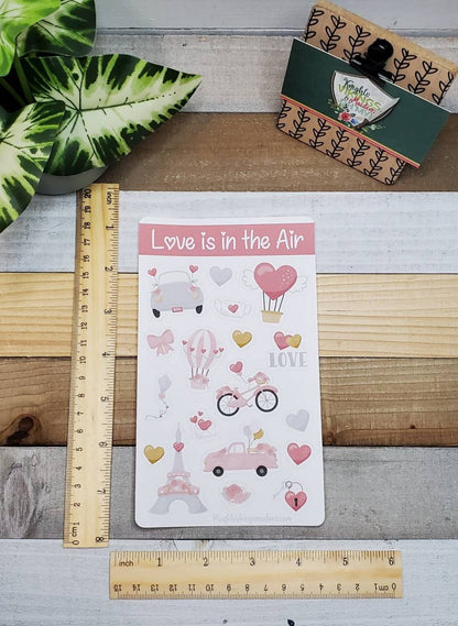 Love is in the Air, Valentine's Day Stickers, Hearts, Love Stickers, Bullet Journal, Planning Stickers, Kiss Cut Stickers, VDay, Paris