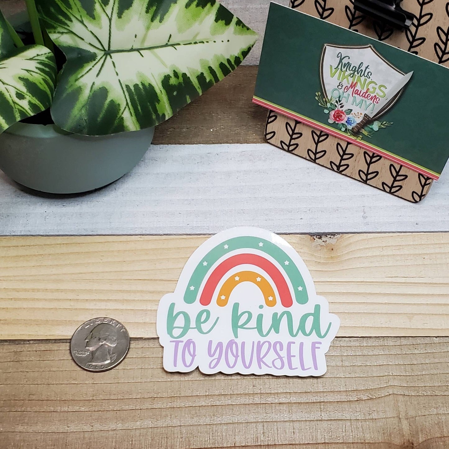 Be Kind to Yourself Die Cut Sticker, Tween Sticker, Mental Health, Self Love,  Bullet Journal, Planning Stickers, Laptop Sticker, Rainbow