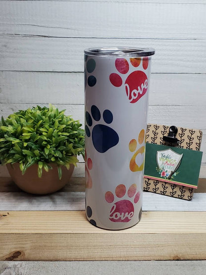 Love Puppy Paws, 20oz Sublimated Steel Tumbler