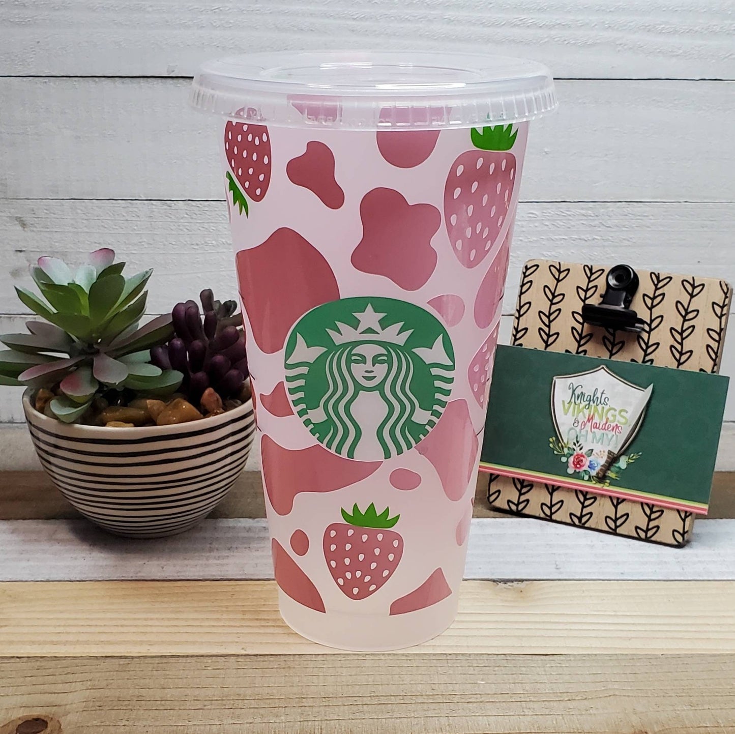 Strawberry Milk, Starbucks Cold Cup with Straw