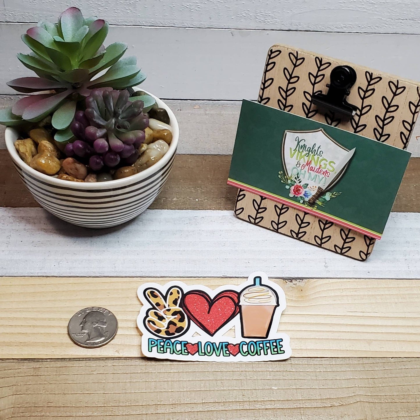 Peace Love and Coffee, Die Cut Sticker, Novelty Sticker, Love Sticker,  Bullet Journal, Planning Stickers, Laptop Sticker, Coffee Lover