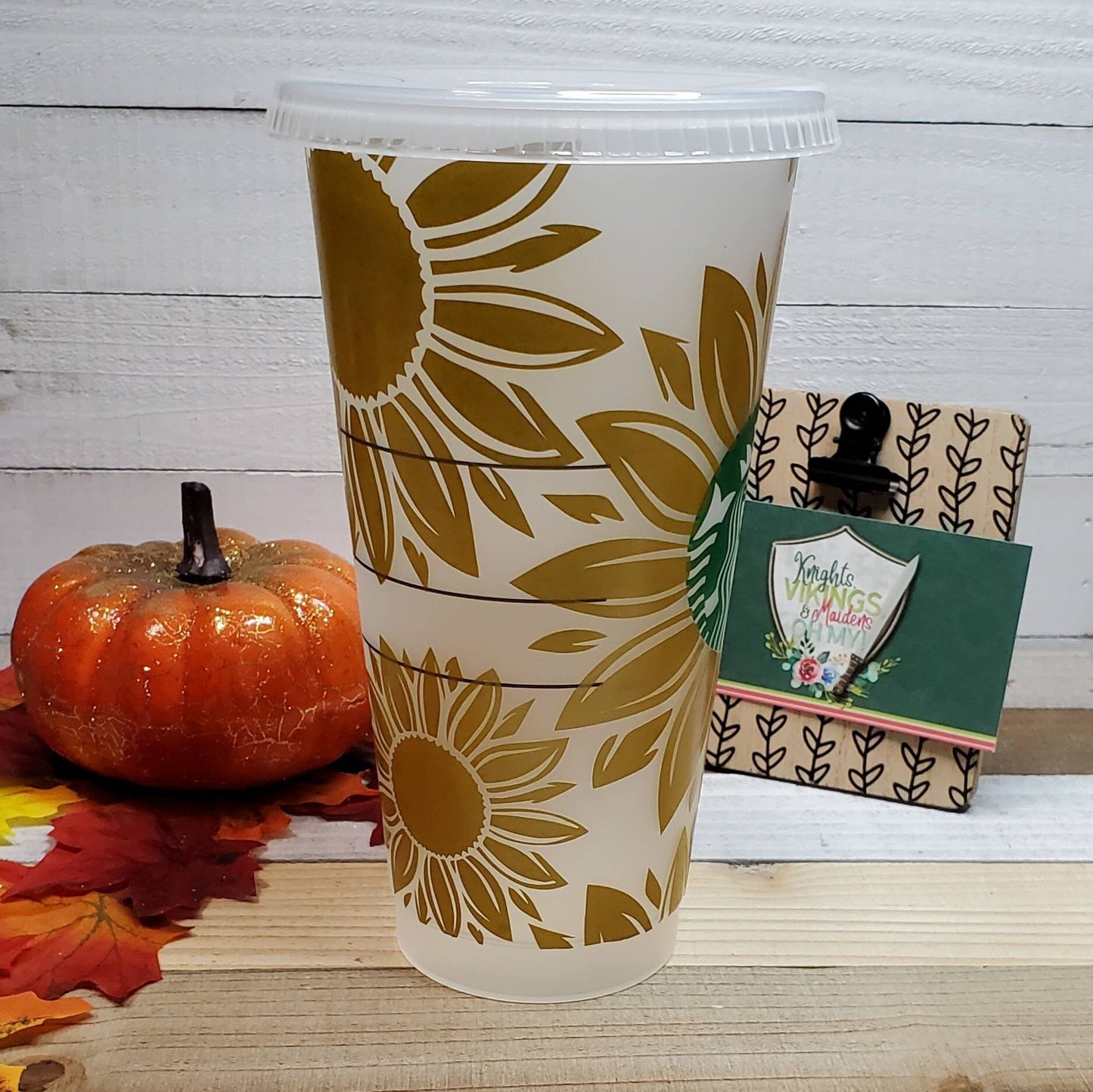 Golden Sunflower, Starbucks Cold Cup with Straw