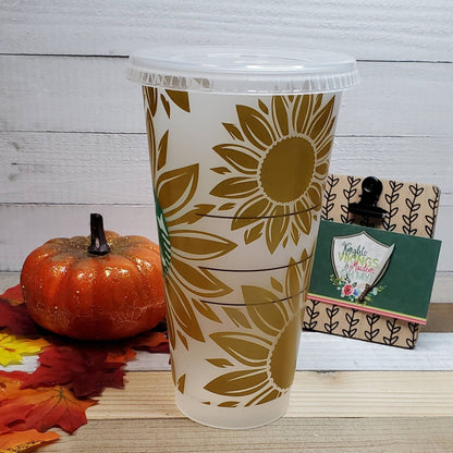 Golden Sunflower, Starbucks Cold Cup with Straw