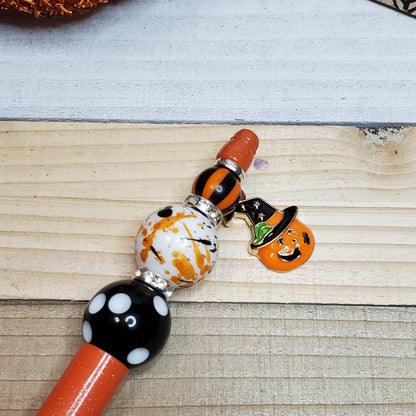 Pumpkin Spatter Print, Halloween Bubblegum Beaded Ballpoint Pen