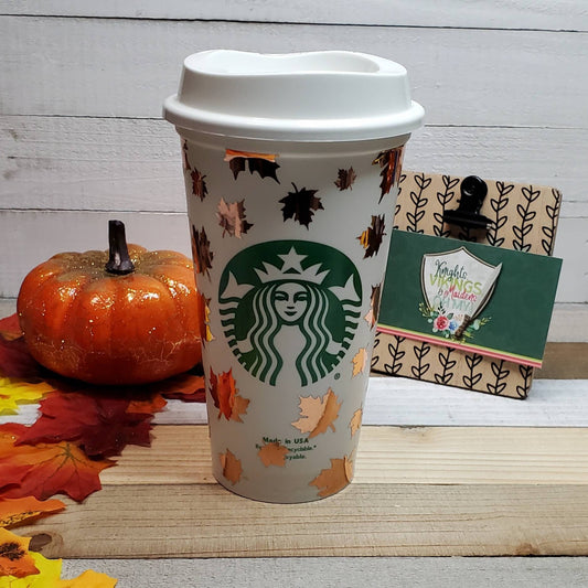 Holographic Fall Leaves, 16oz Starbucks Hot Cup