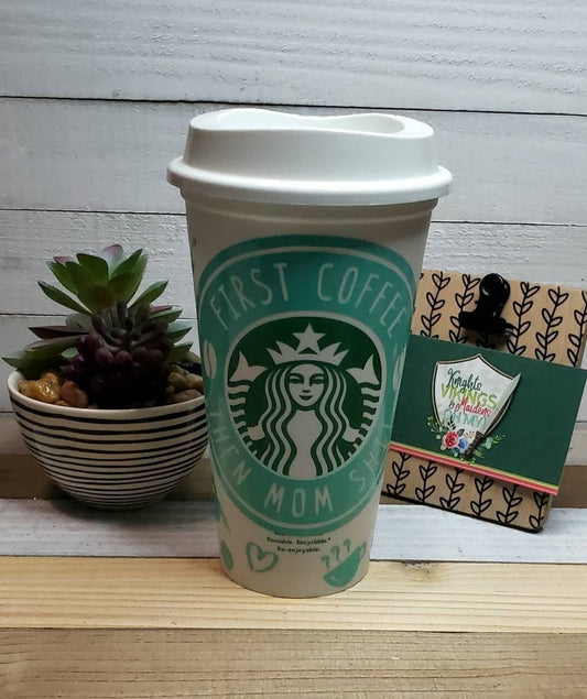 Teal First Coffee, 16oz Starbucks Hot Cup