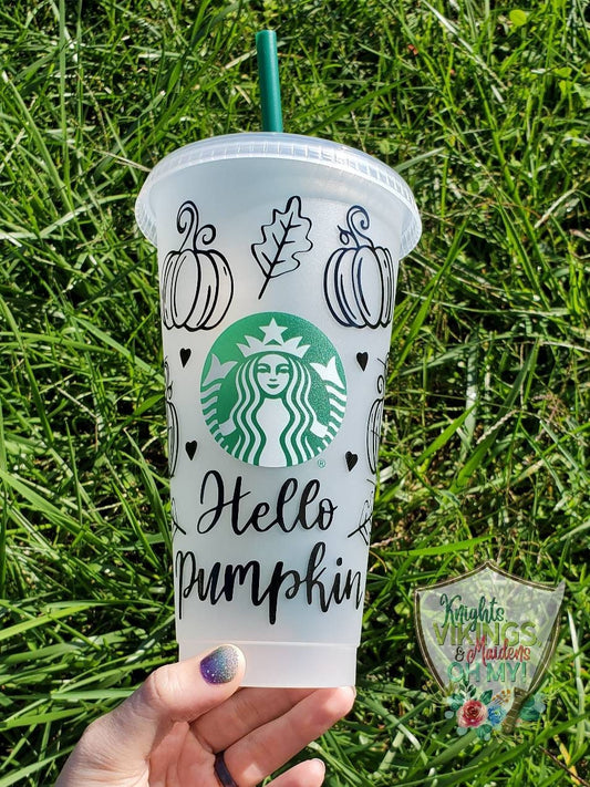 Hello Pumpkin, Starbucks Cold Cup with Straw