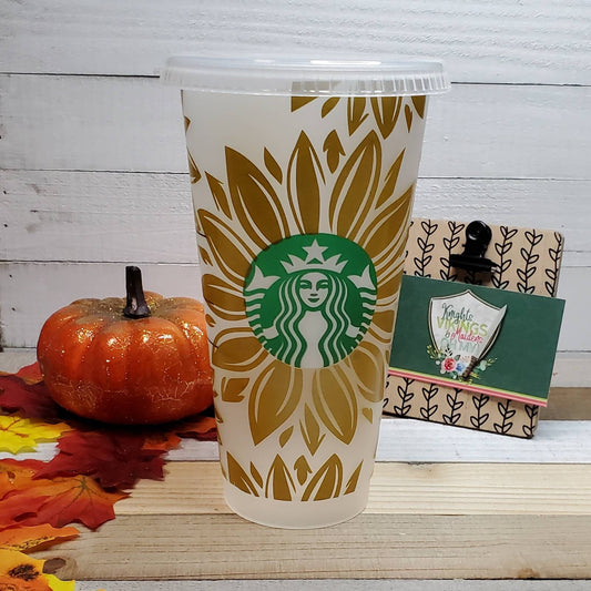 Golden Sunflower, Starbucks Cold Cup with Straw