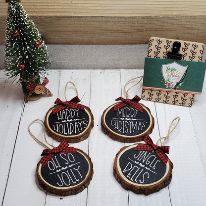 Round Wood Slice Ornament, Your Choice of 1 or a Set, Merry Christmas, Rustic Farmhouse Christmas, Christmas Tree Ornaments, Holiday Tree