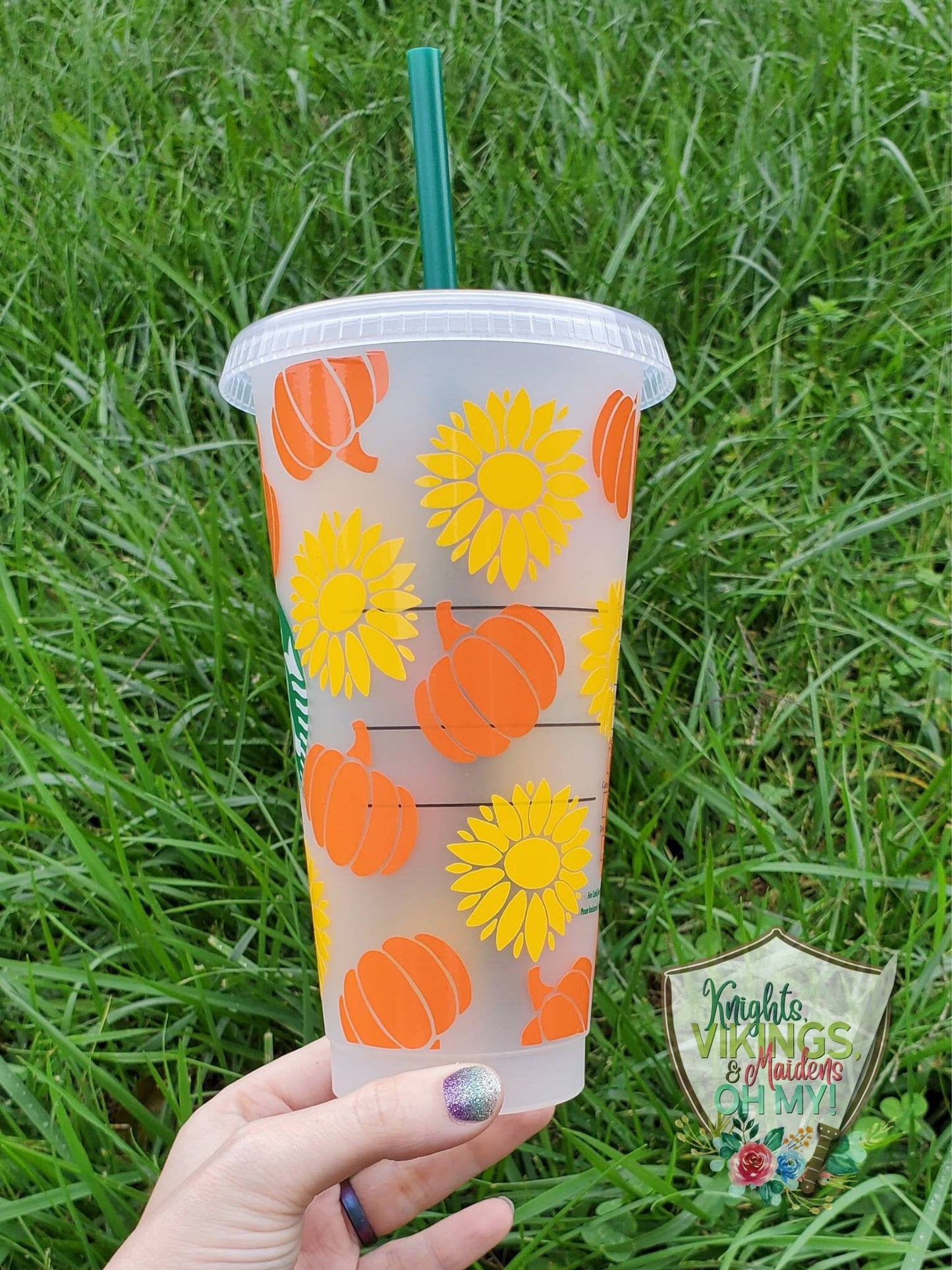 Pumpkins and Sunflowers, Starbucks Cold Cup with Straw