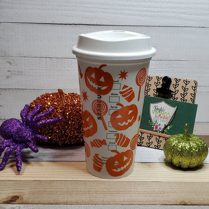 Pumpkin and Candy, 16oz Starbucks Hot Cup